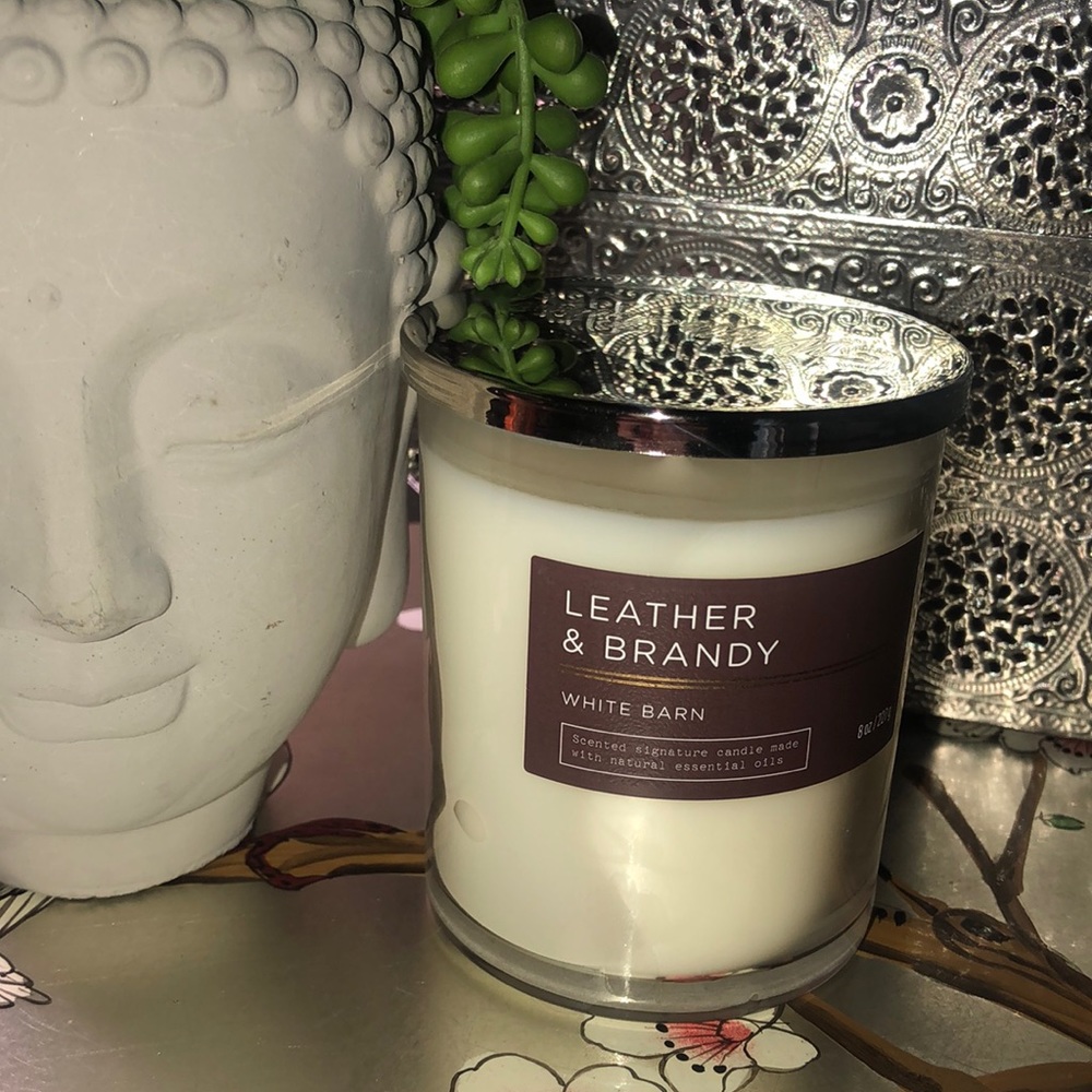 Bath and Bodyworks one wick candle leather and brandy